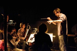 Jonathan Lyness rehearsing his arrangement of La Boheme